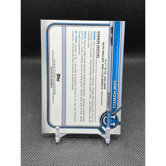 SAM HOWELL RC 2022 1ST‎ BOWMAN CHROME UNIVERSITY PINK REFRACTOR 🔥🔥Commanders - Picture 6 of 6